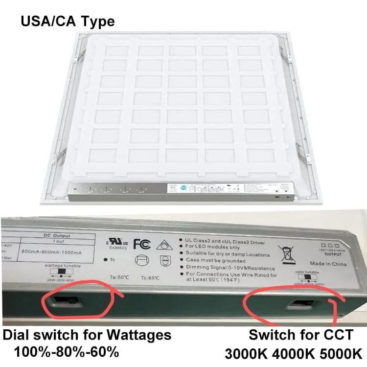 Renk sıcaklığı seçilebilir 2 × 2 LED panel