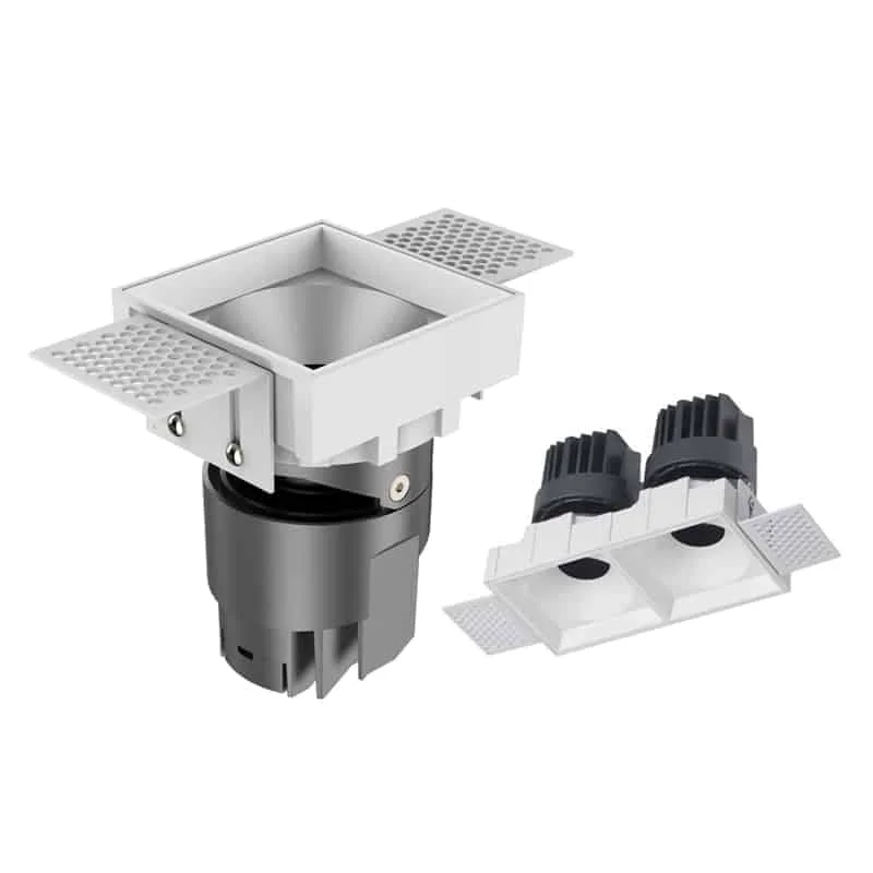Downlight-uri pătrate fără ramă, cu unul sau două capete