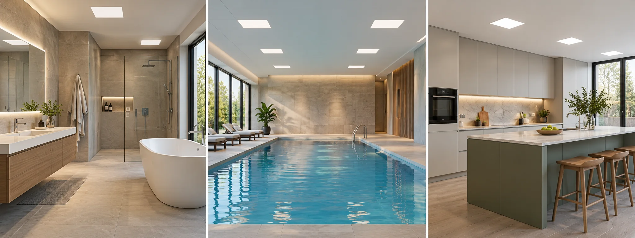 bathroom pool kitchen led panel applications