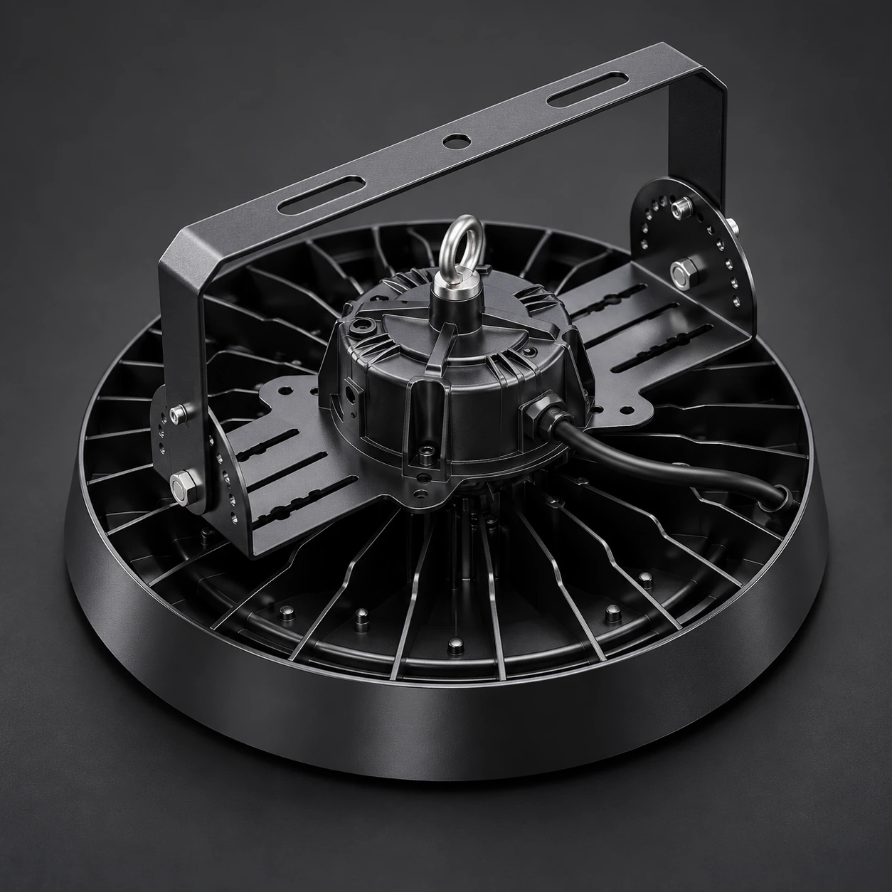 black high bay light rear yoke dark studio