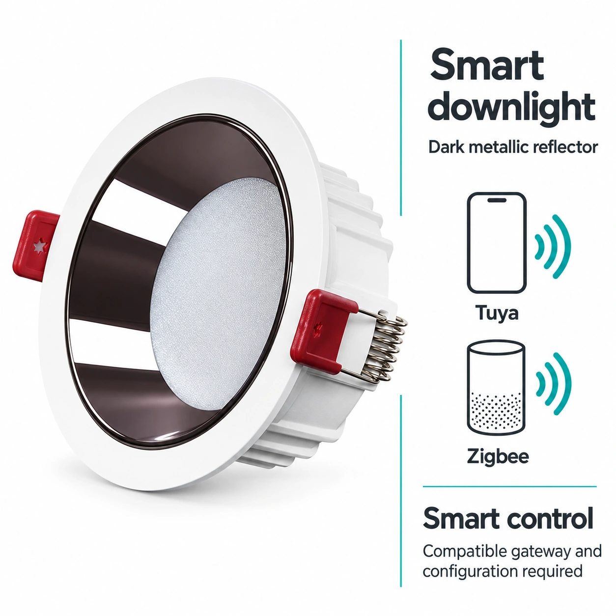 dark metallic reflector smart downlight tuya zigbee control