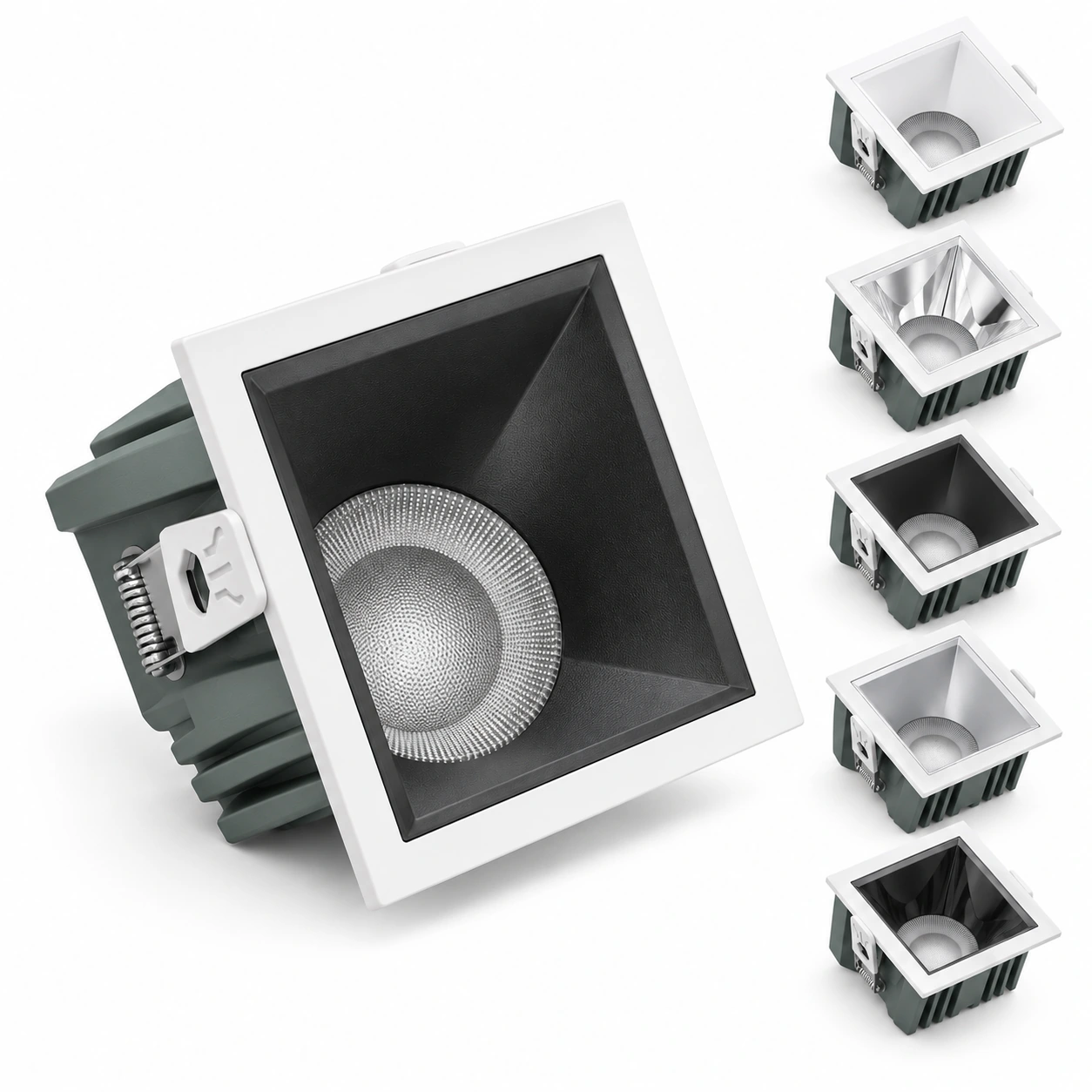 dark square downlight five finish overview