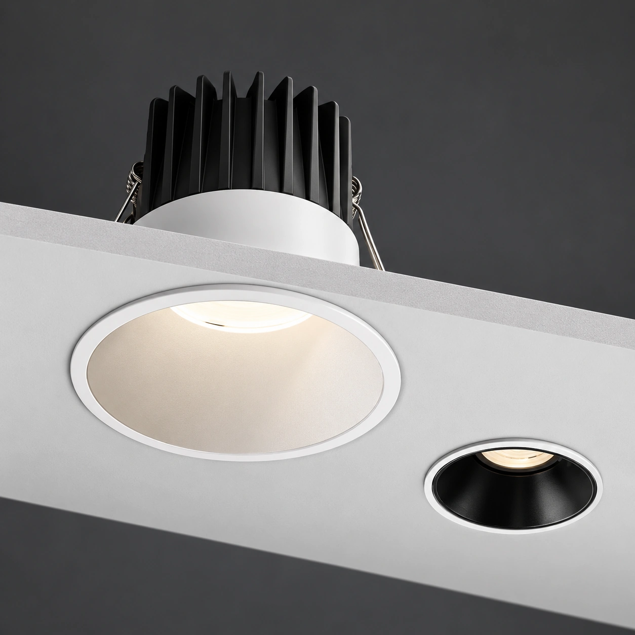 deep baffle downlight ceiling section charcoal