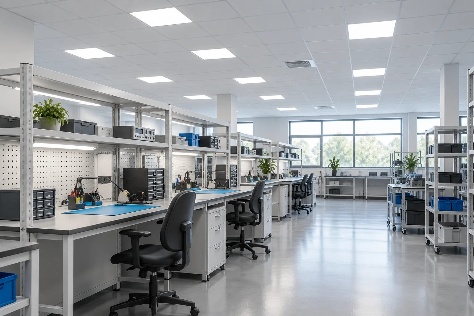 electronics workspace recessed led panel lighting concept