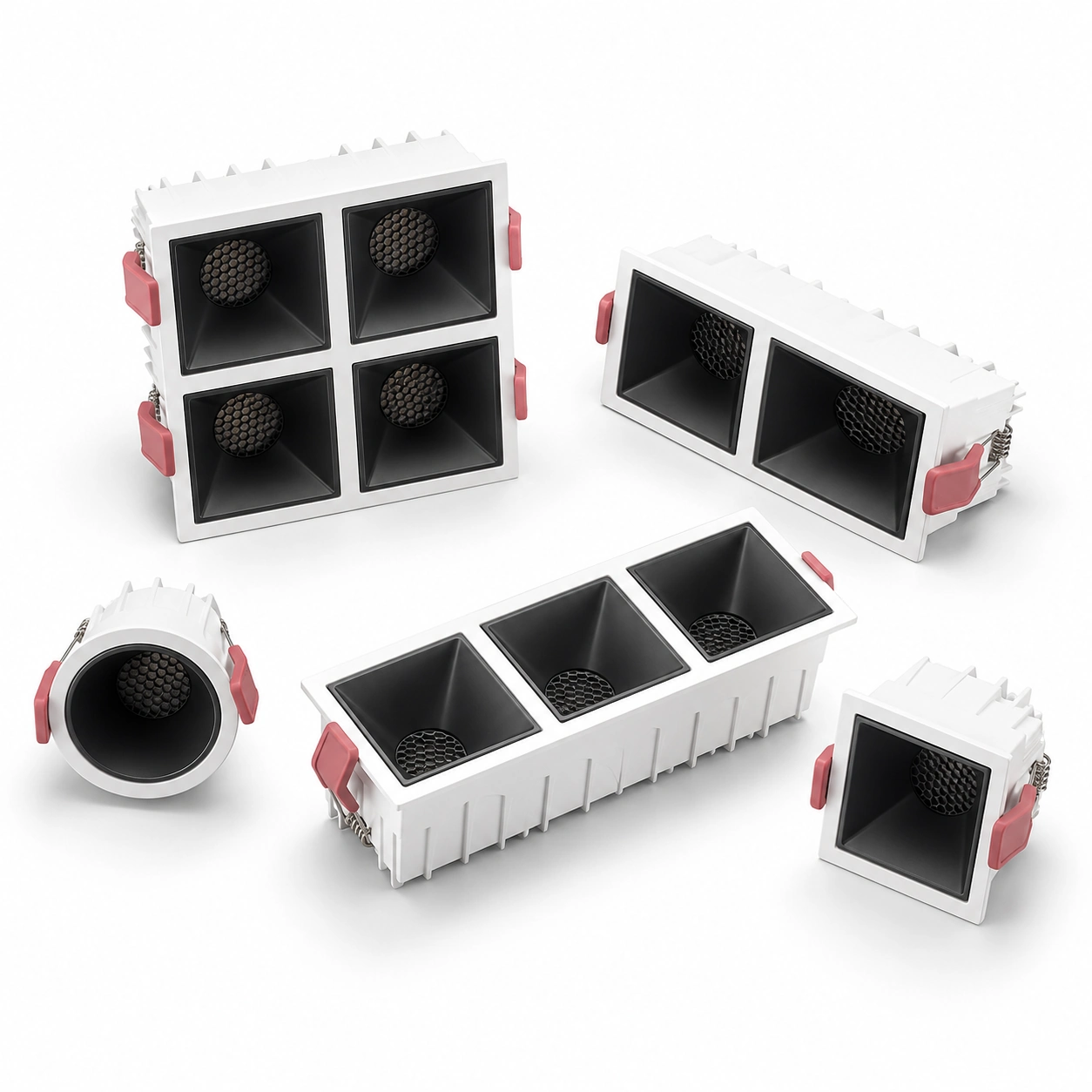 Downlight DLG-A cu filtru tip fagure — unul până la patru module