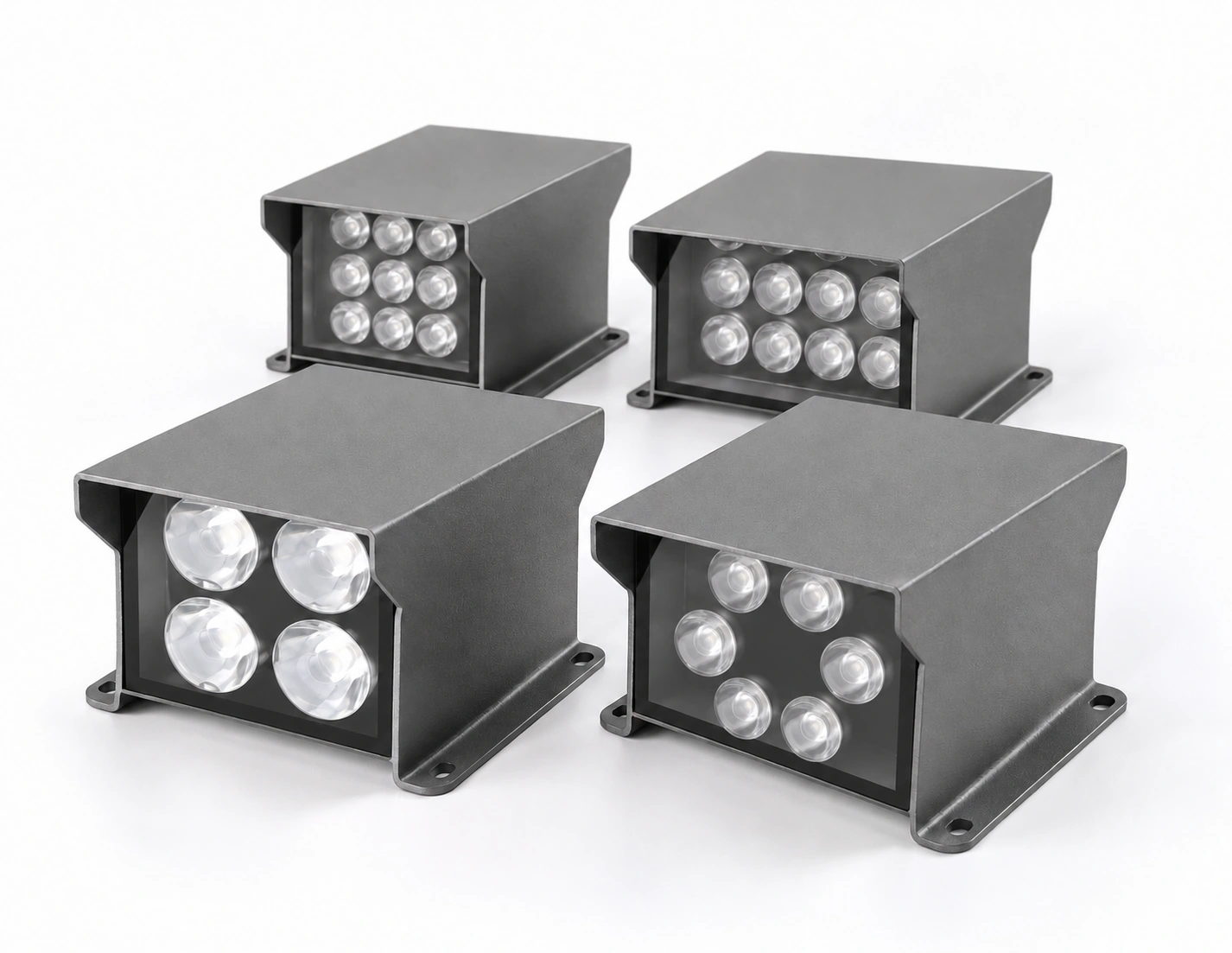 gray hooded wall washer four variant optic comparison