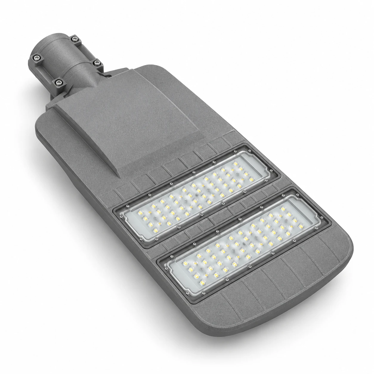 gray two module led street light recreated white background
