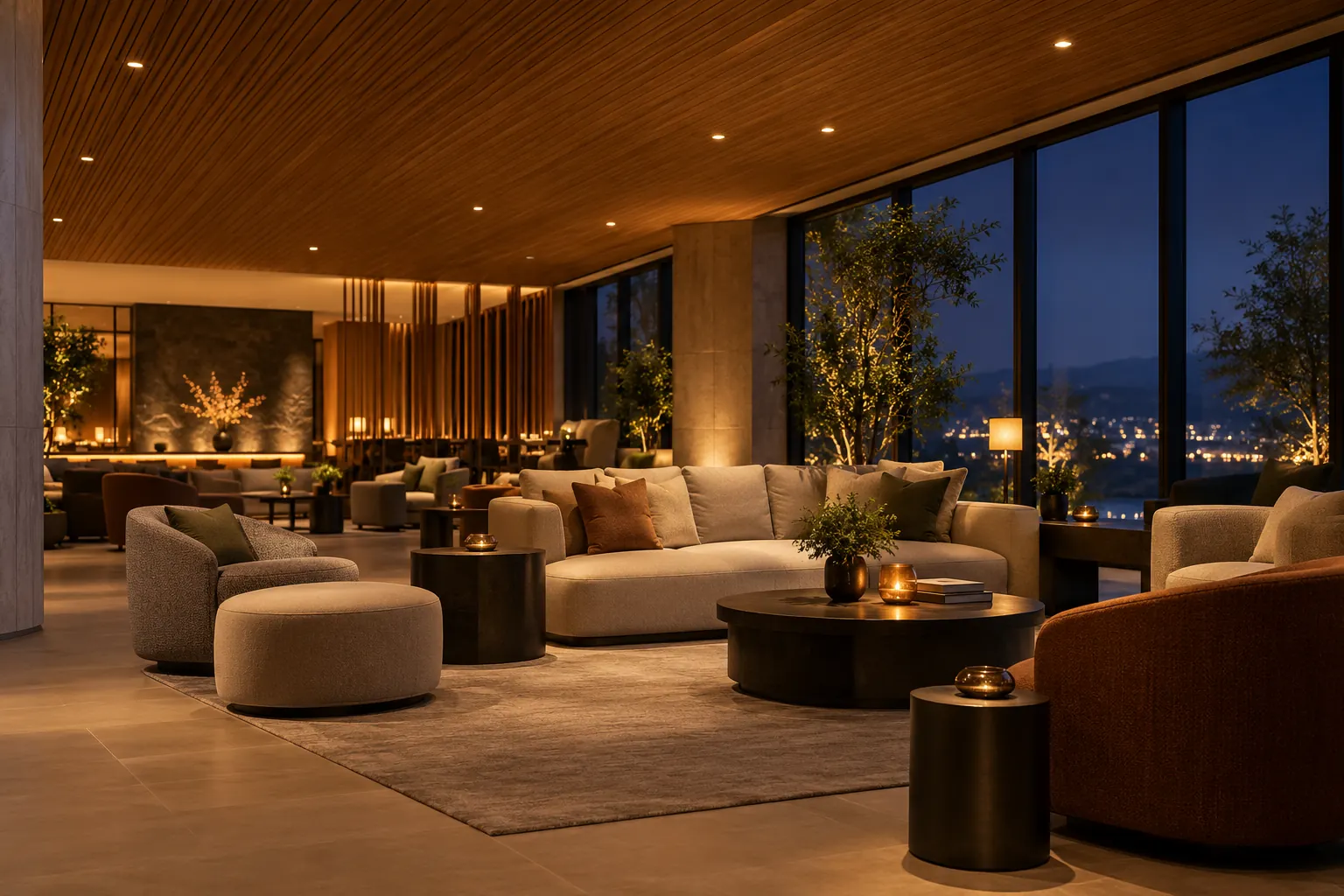 hotel lounge seating area led lighting