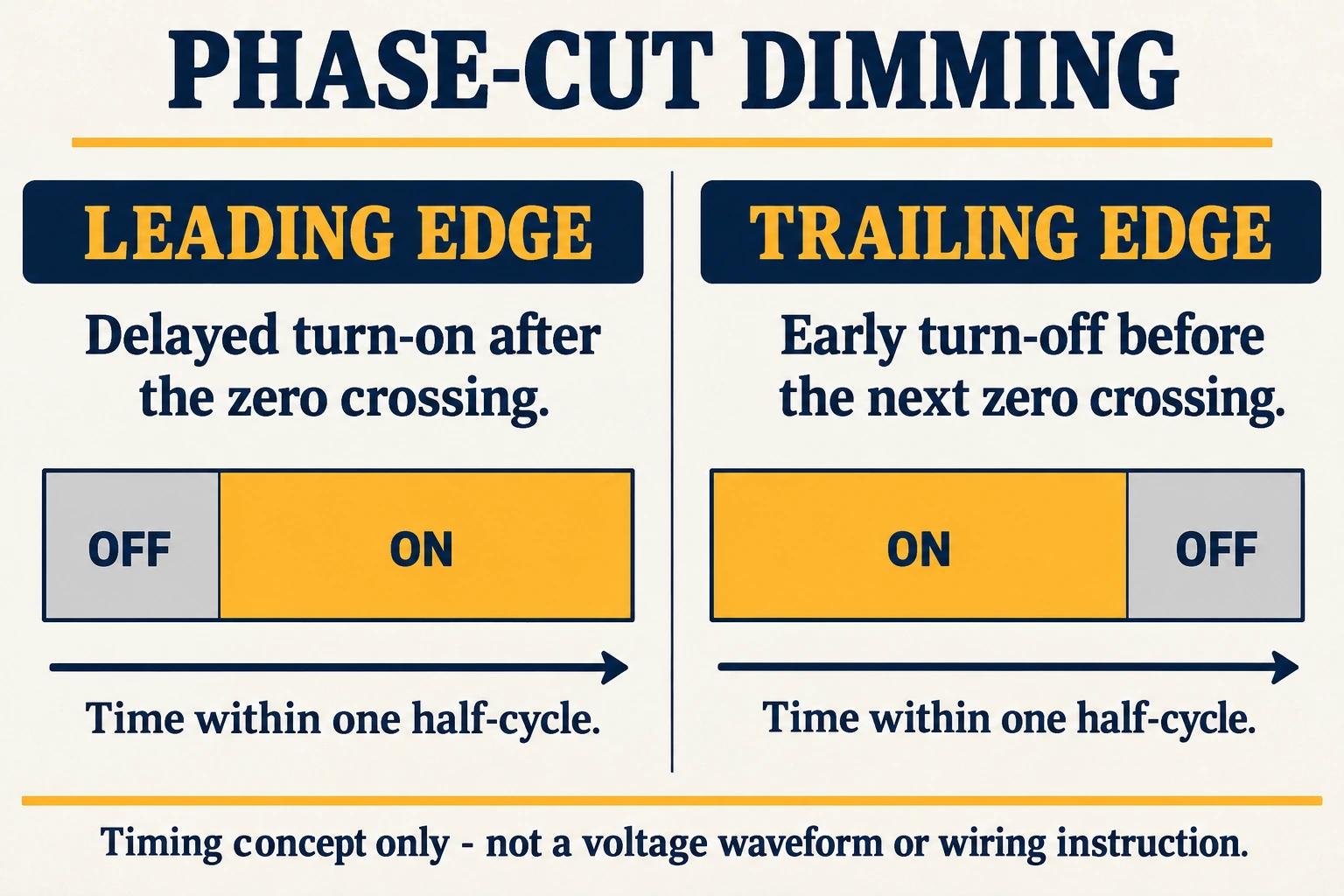 leading edge and trailing edge dimming timing concepts