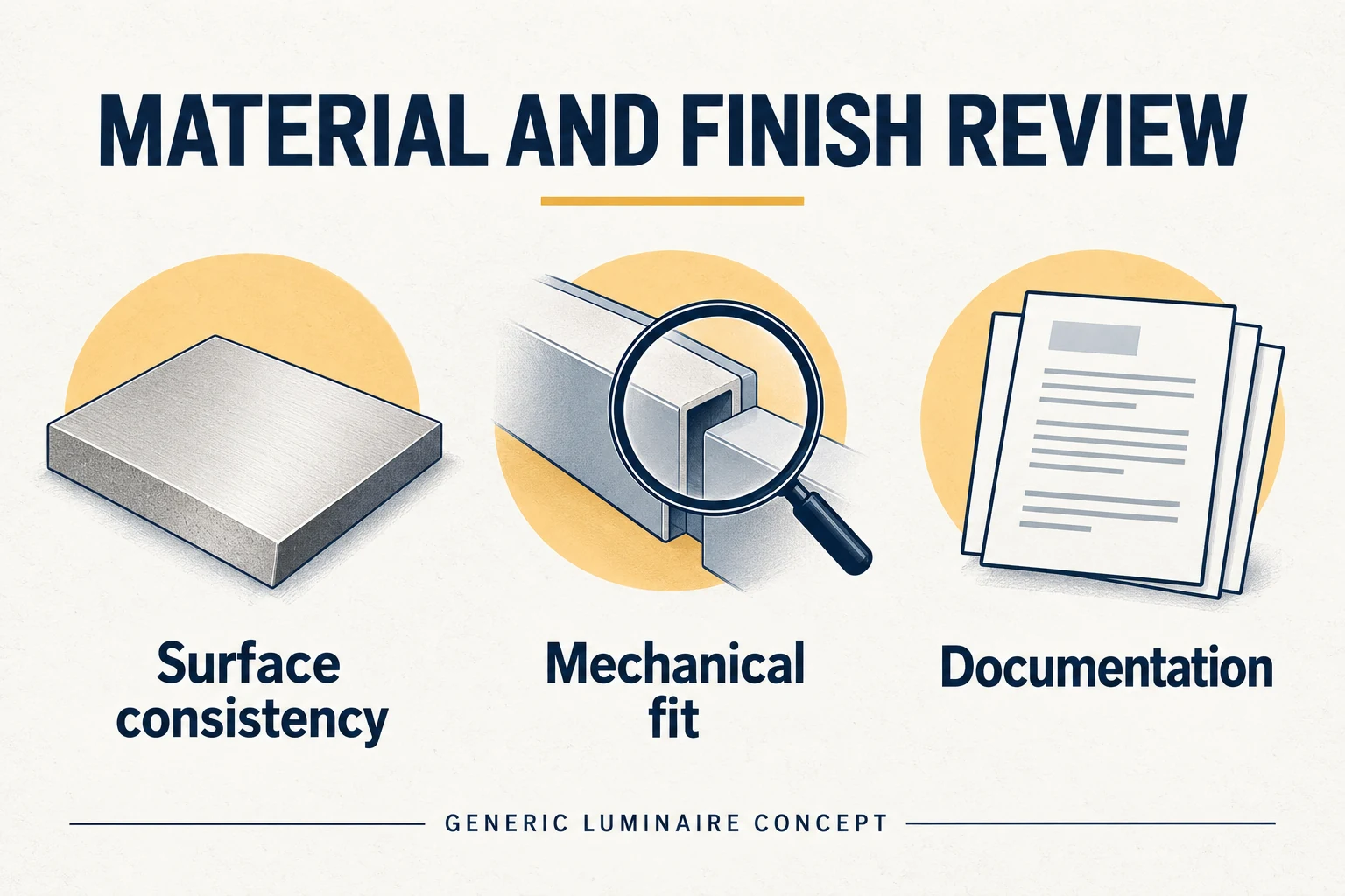 luminaire material and finish inspection concept