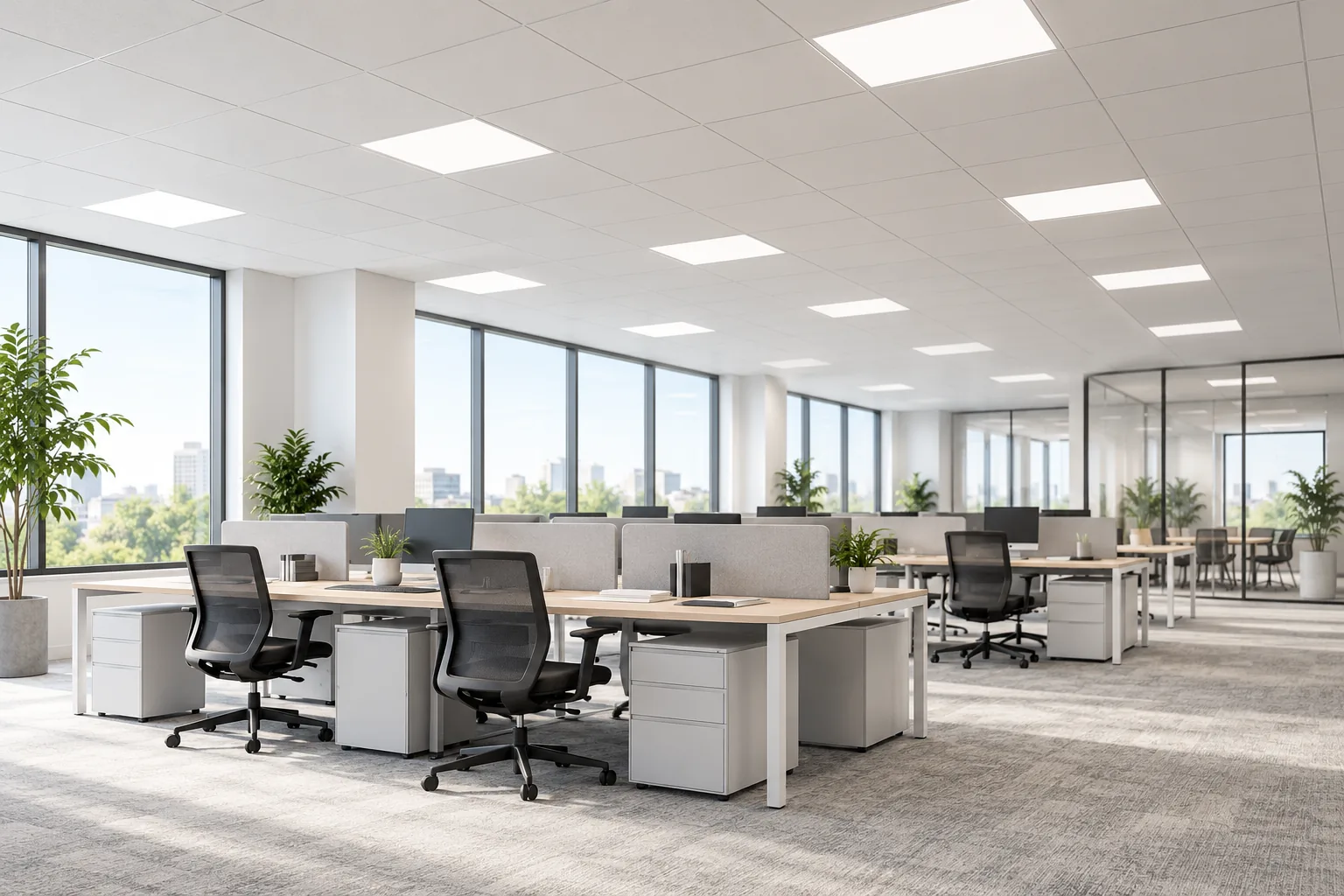 open office square led panel lighting