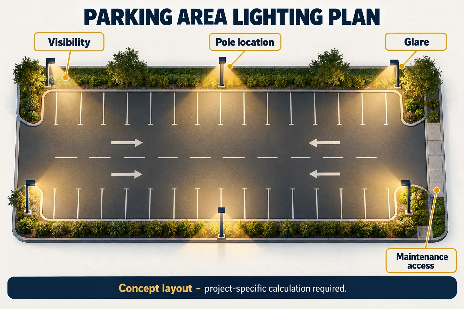 parking area led lighting layout planning