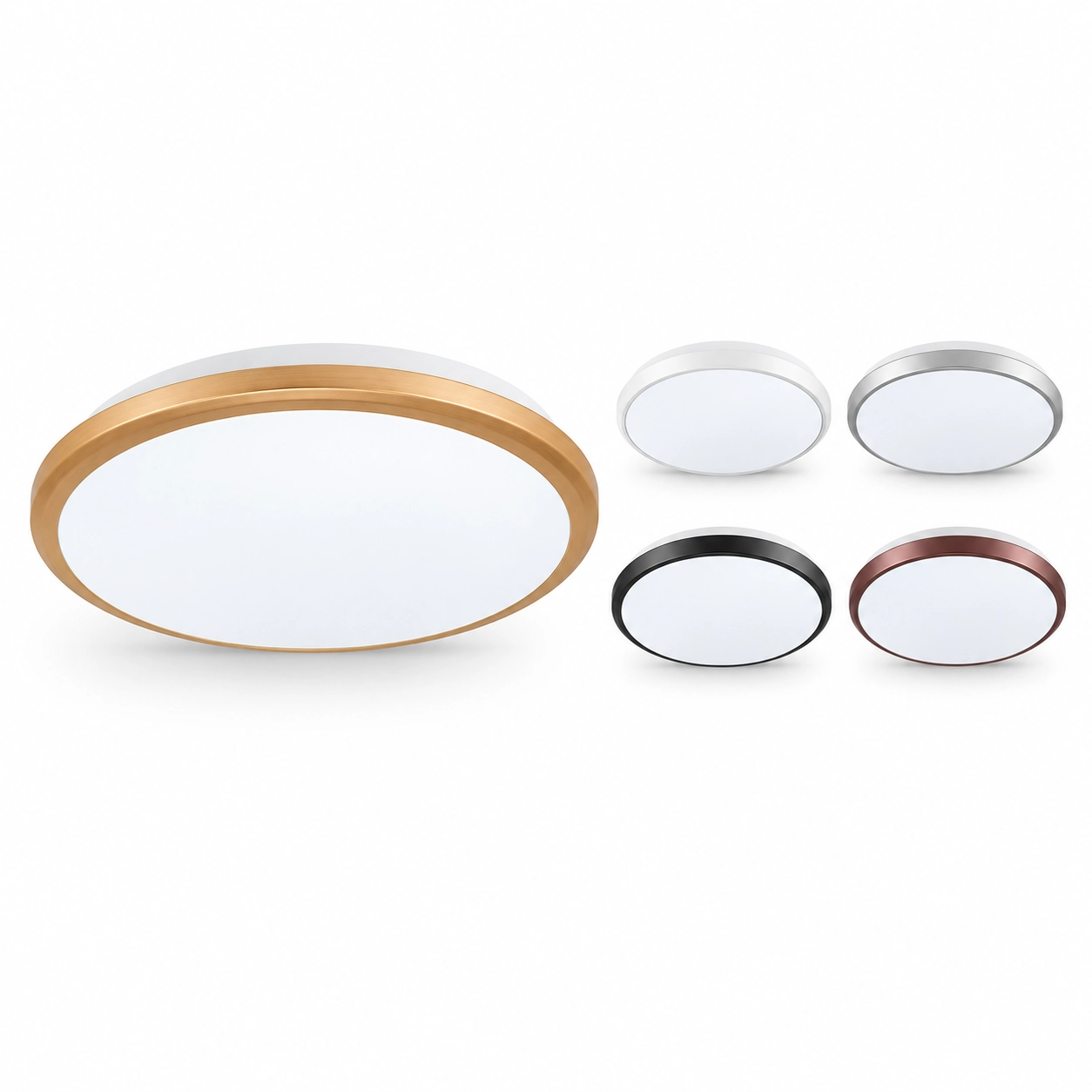 round led ceiling light five rim finishes white studio