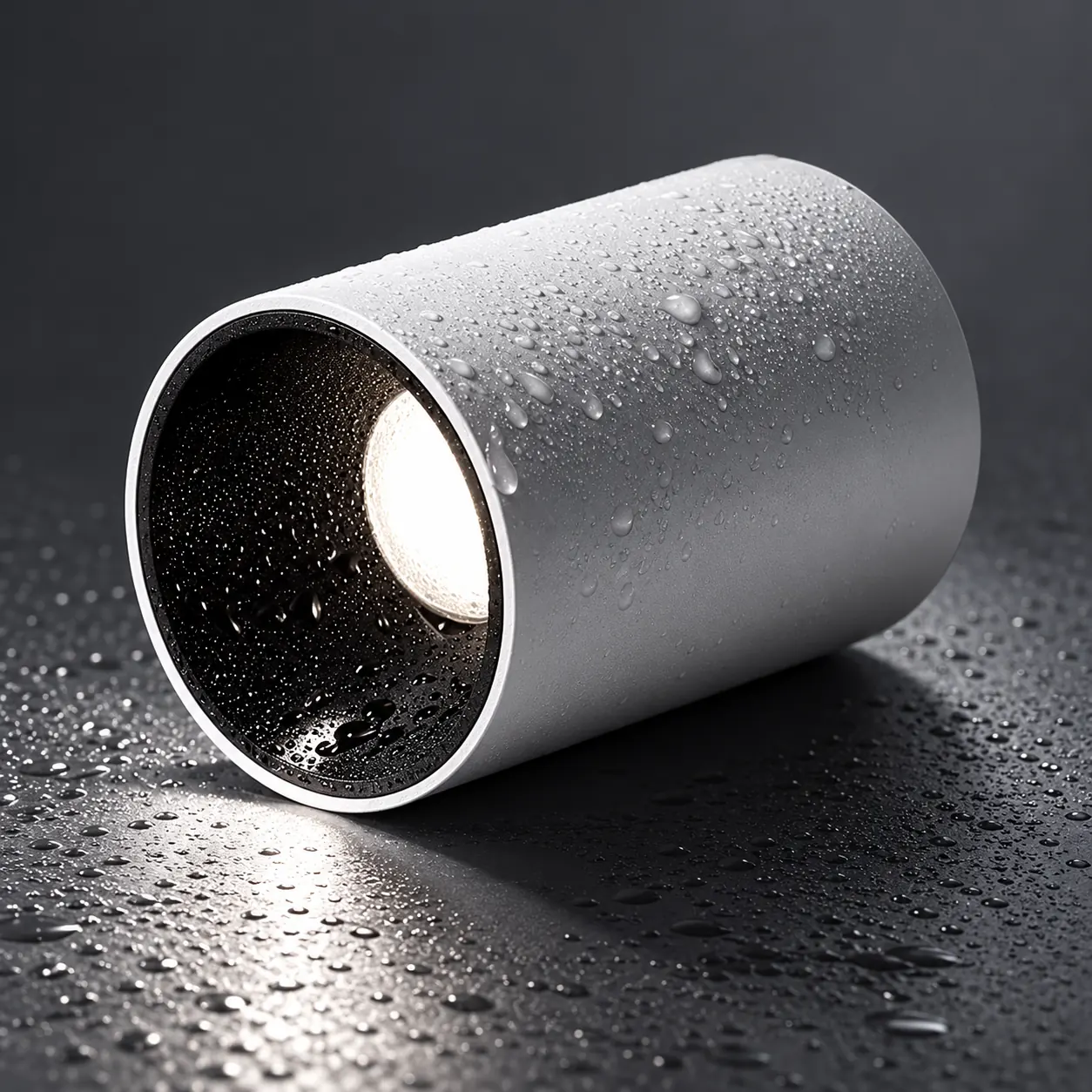 silver cylinder wet reflector macro charcoal