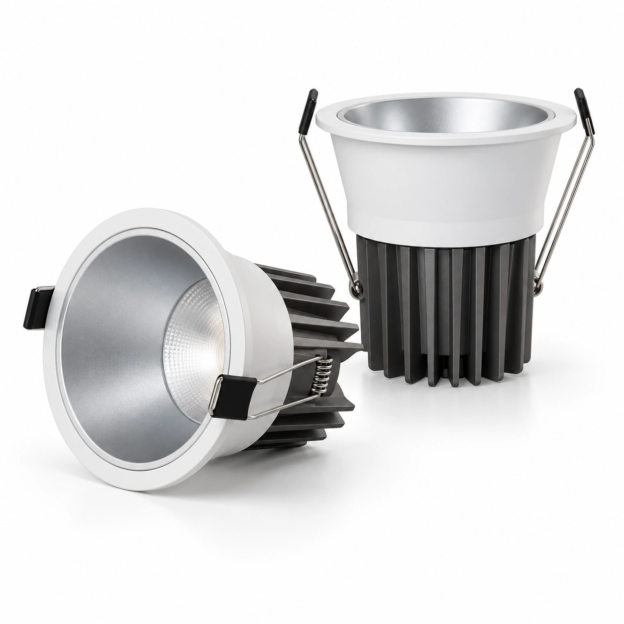 silver reflector downlight two view white studio