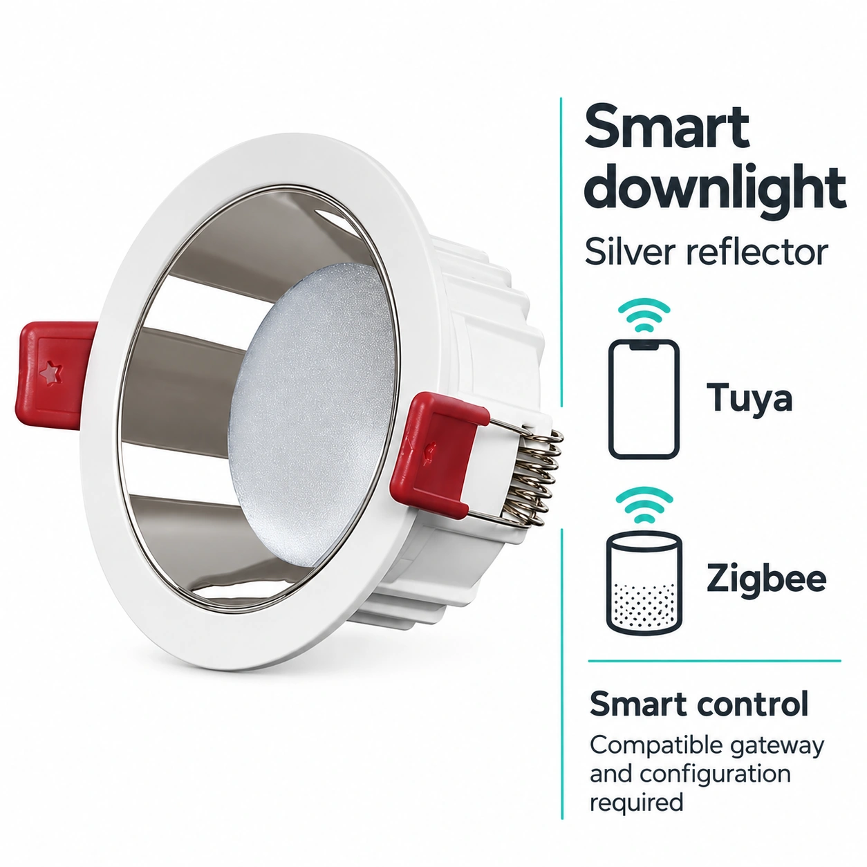 silver reflector smart downlight tuya zigbee control