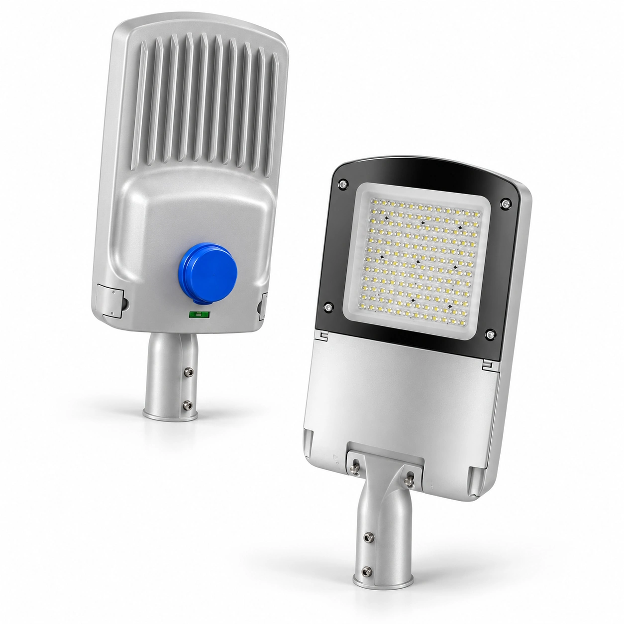 silver street light front rear blue photocell white studio