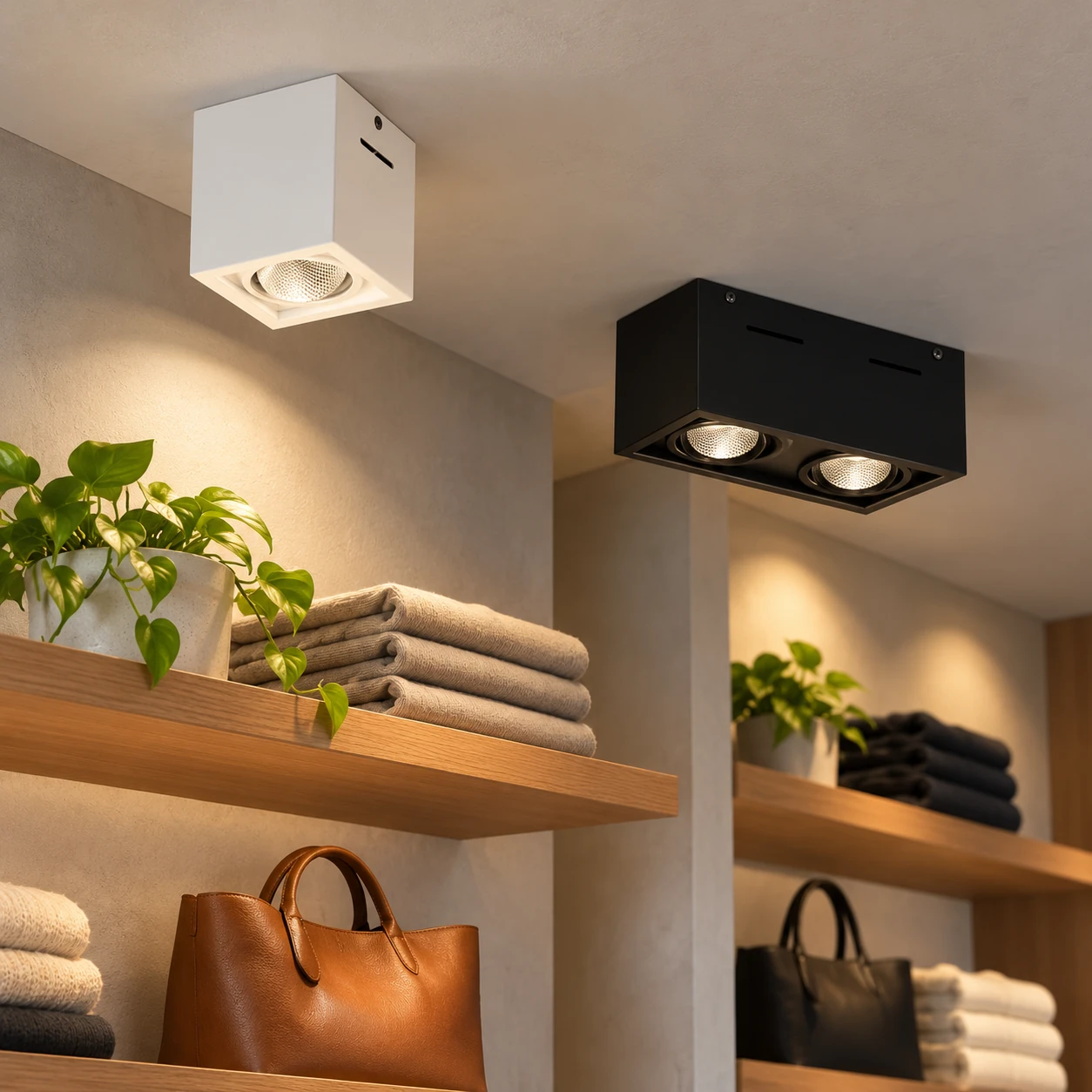 Downlight aparent cu unul sau două spoturi orientabile