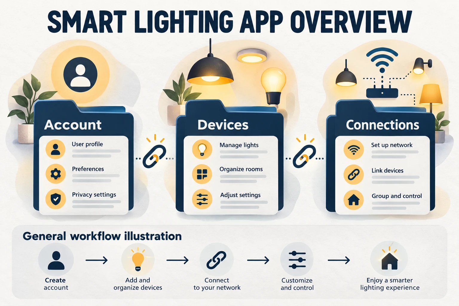 smart lighting app account device overview