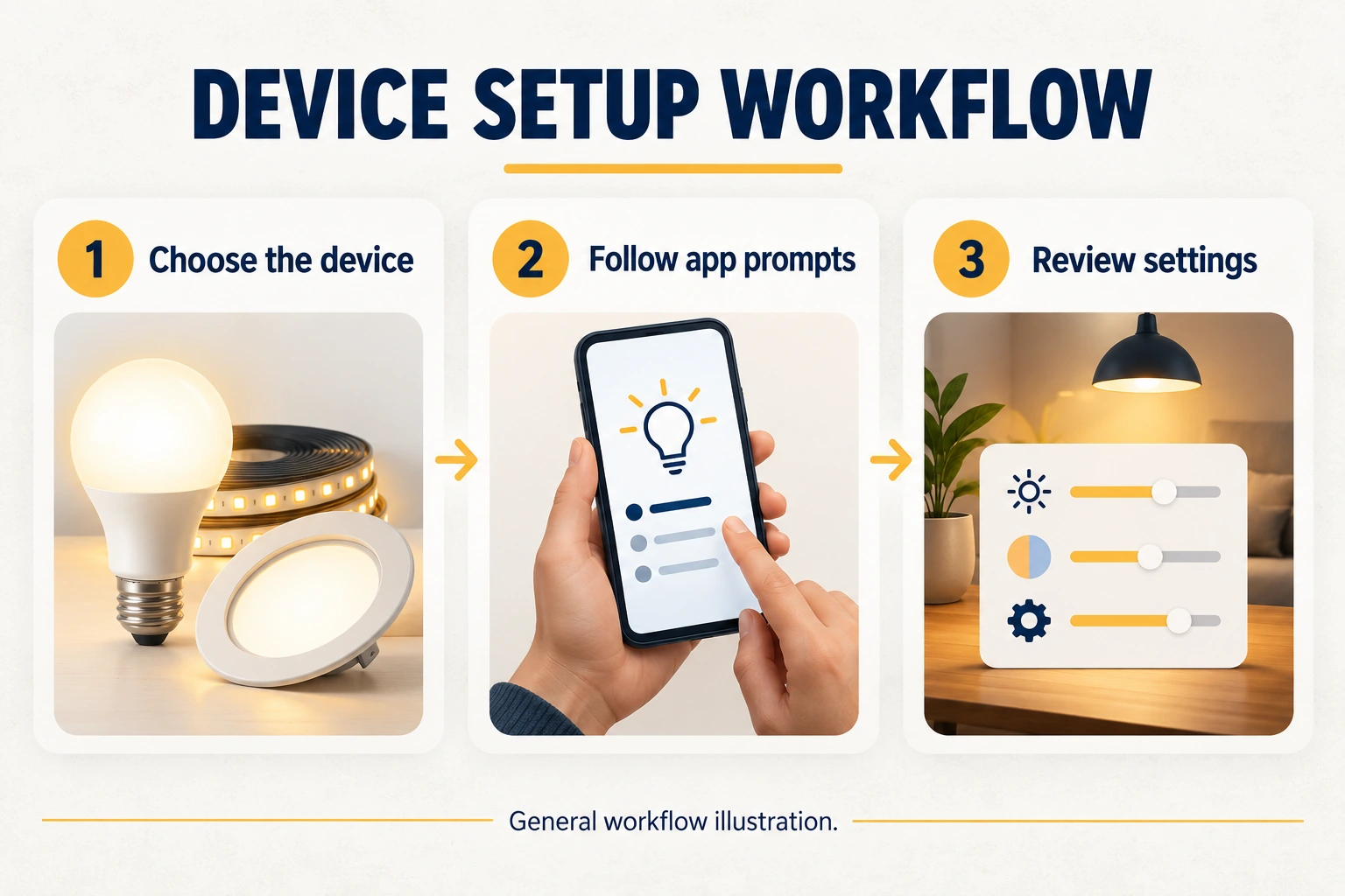 smart lighting device setup workflow