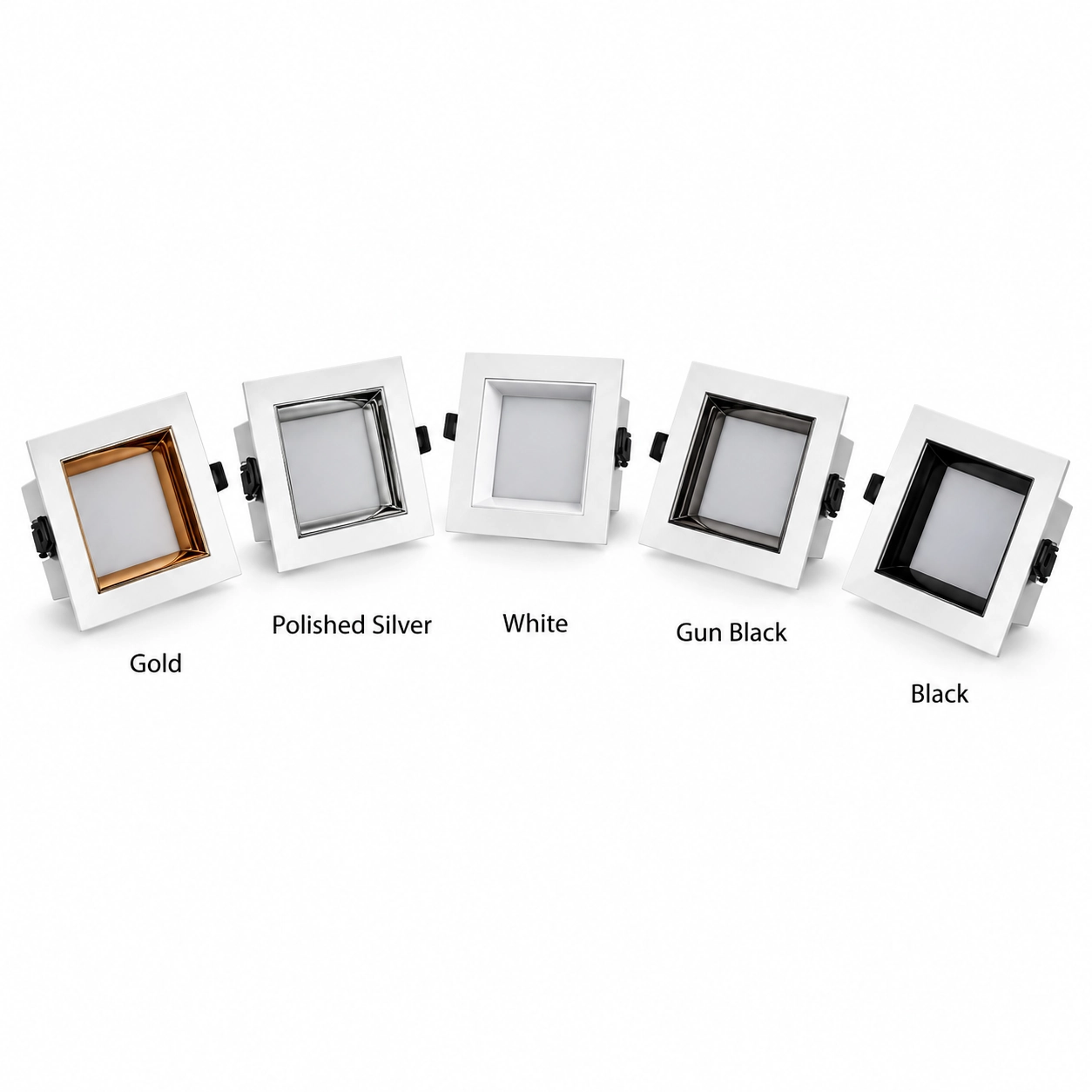 square downlights five inner reflector finishes
