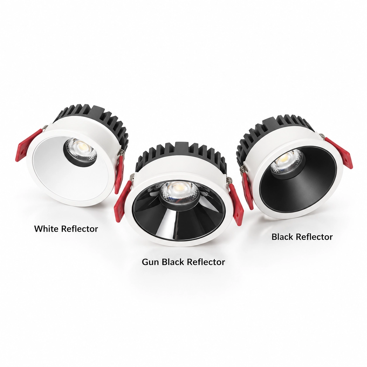 three low profile downlights reflector finishes