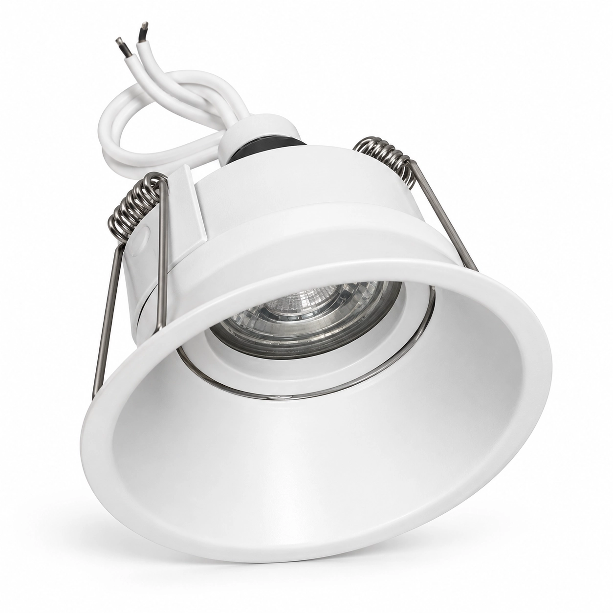 white deep recessed housing spring arms white studio