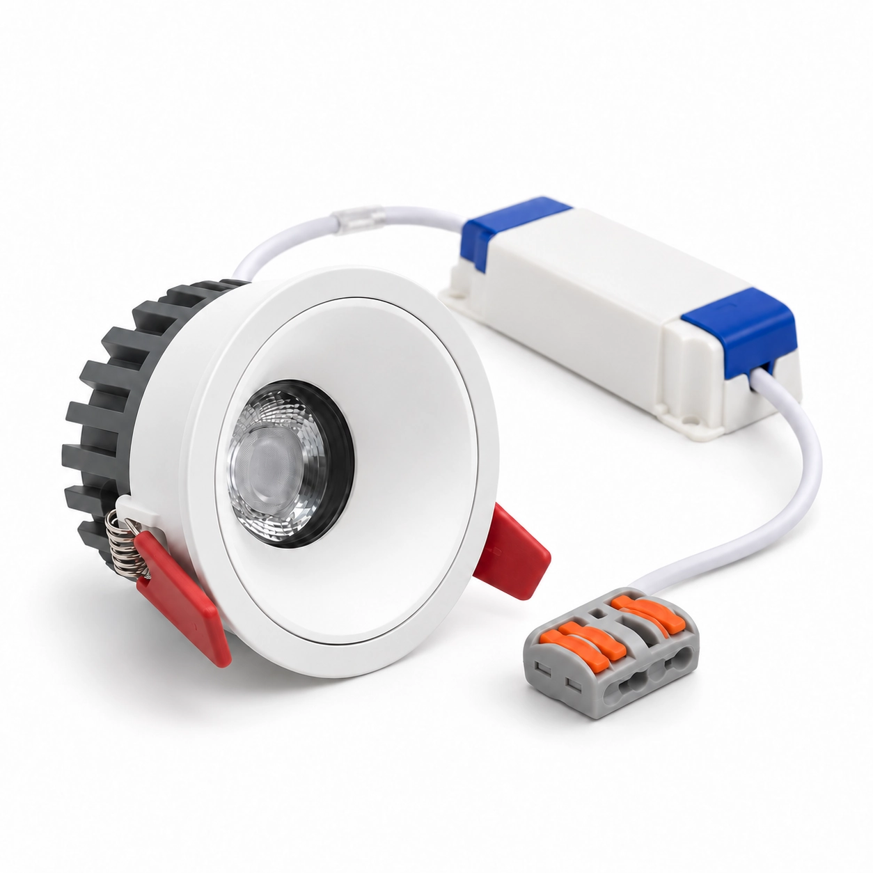 white downlight blue end driver lever connector