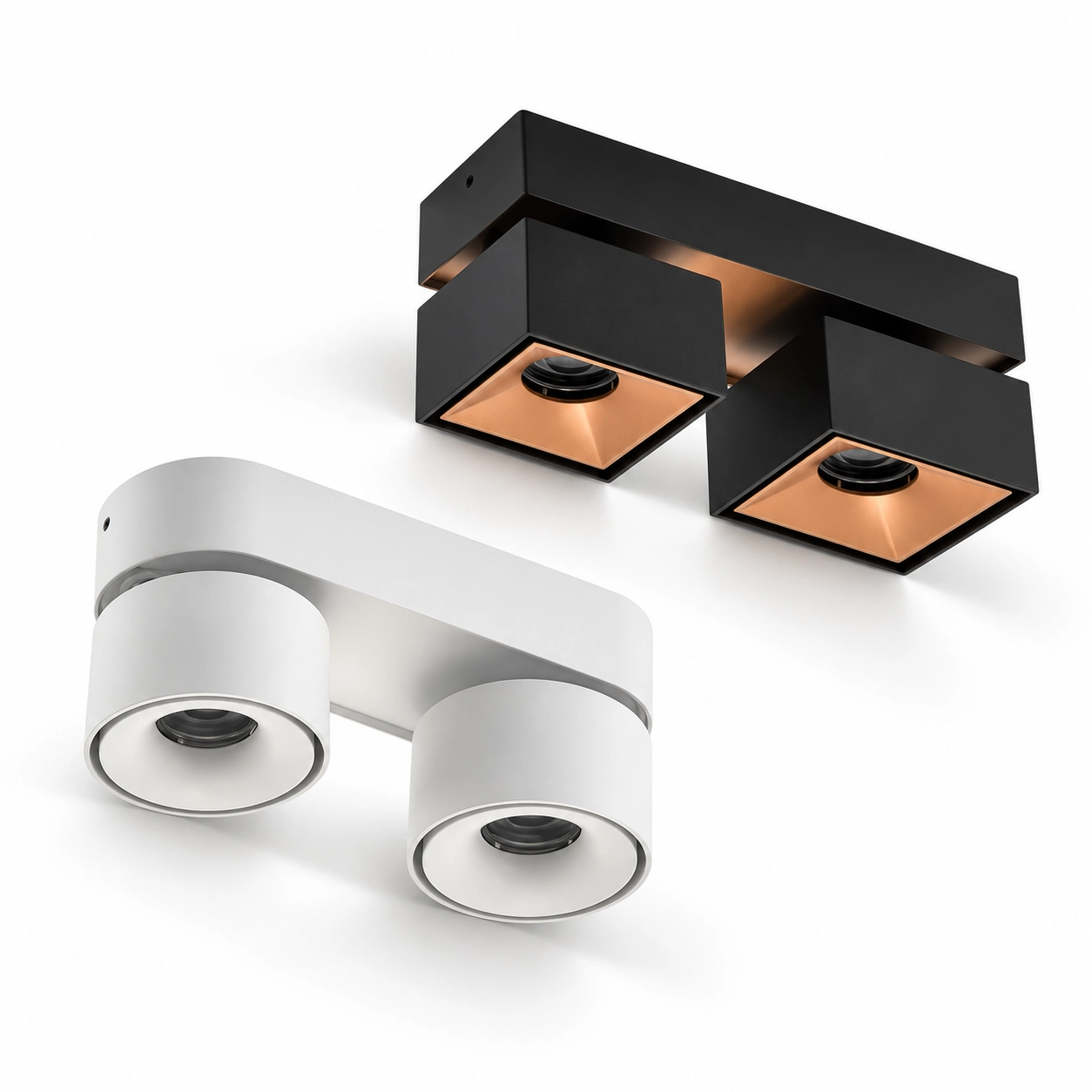 Downlight-uri duble aparente, orientabile independent