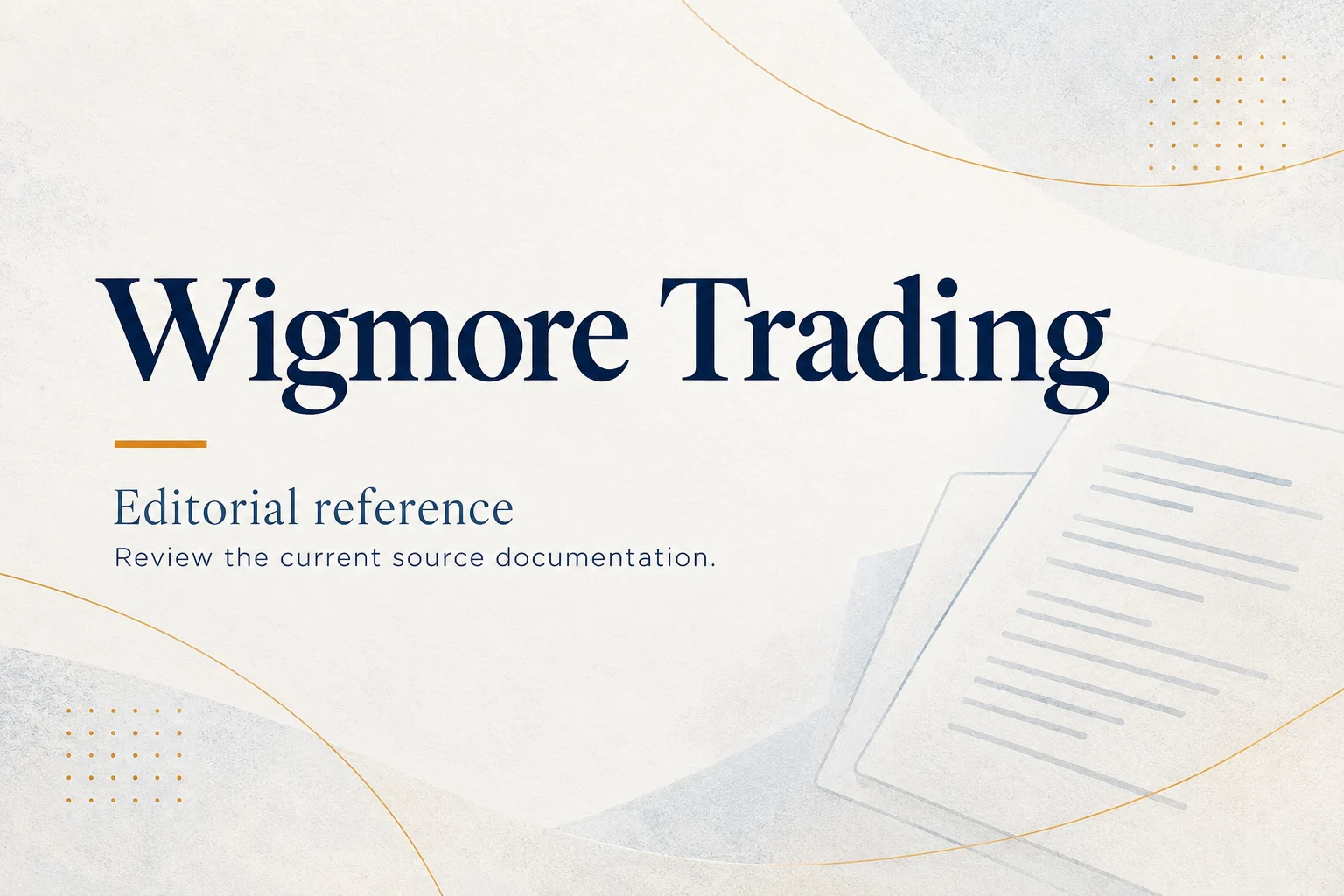 wigmore trading supplier reference card